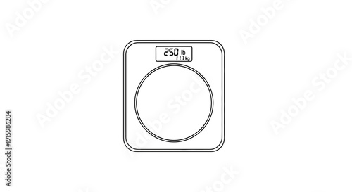 Digital Bathroom Scale Showing 250 lbs Weight - Line Art Icon