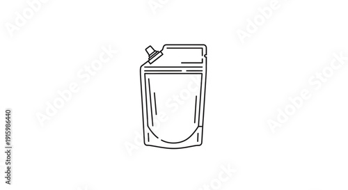 Doypack Pouch with Spout Icon, Flexible Packaging for Liquids, Vector Line Art