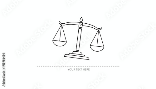 Drawn Scales of Justice, Symbol of Law, Balance, and Equality