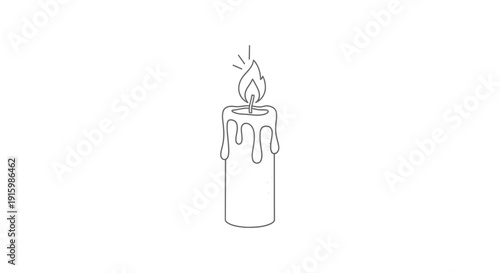 Dripping Candle Flame Line Art Illustration