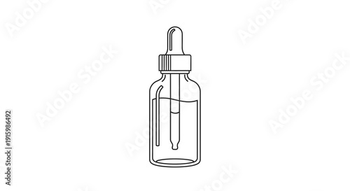 Dropper Bottle with Liquid - Minimalist Line Art Icon