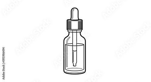 Dropper Bottle with Liquid - Hand Drawn Illustration