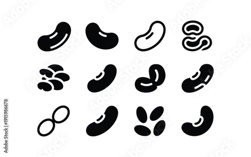 Beans vector icons set for food and nutrition design