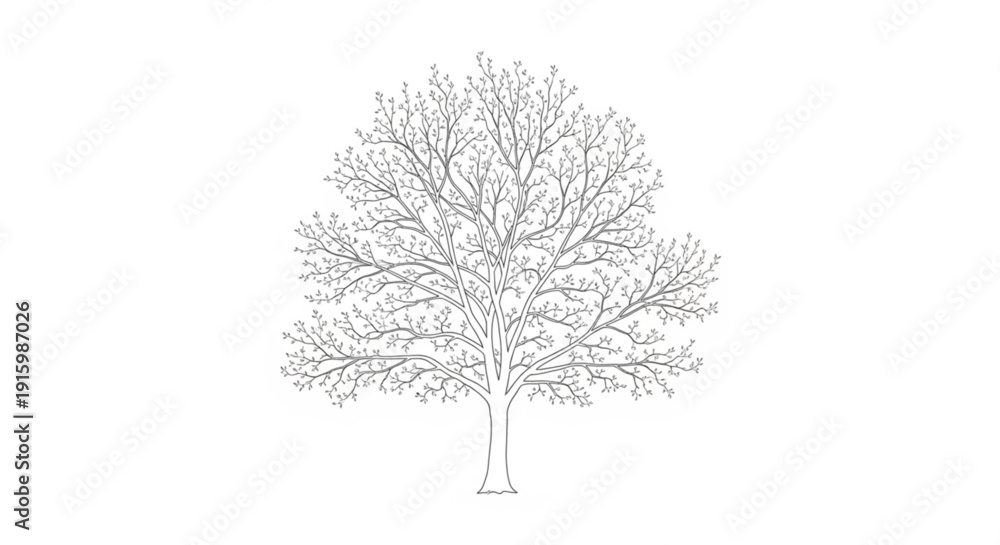 Obraz premium Bare tree with sprawling branches on white background