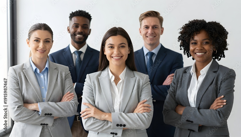 Fototapeta premium Diverse group of business people standing together smiling with crossed arms