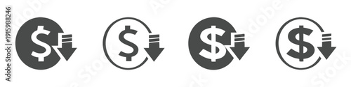 Cost reduction vector icon concepts