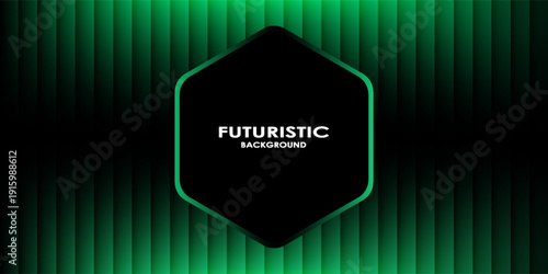 3D black green techno abstract background overlap layer on dark space with glowing lines decoration. Modern graphic design element hexagon style concept for web, poster, flyer, card, or brochure cover