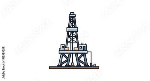 Offshore oil drilling rig industrial platform for energy extraction.