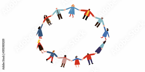 People holding hands in a circle representing unity and collaboration