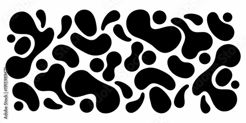 Abstract black and white pattern of organic irregular shapes