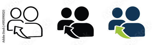 Referral vector icon. Meeting icon designs. People referral icon. Reference vector signs set