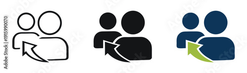 Referral vector icon. Meeting icon designs. People referral icon. Reference vector signs set