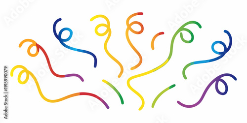 Colorful swirling ribbons arranged in a dynamic and playful composition