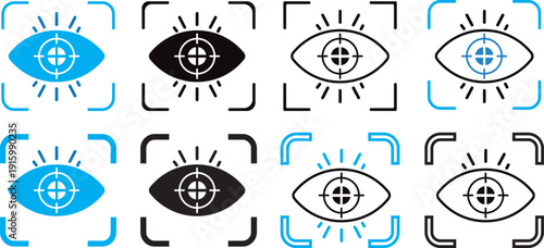 Vision icon set multiple style collection, eye and sight symbols