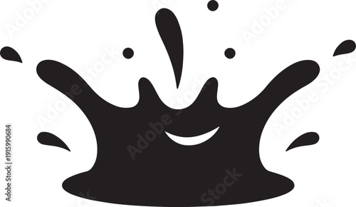 Simple black silhouette of a liquid splash icon creating a crown shape