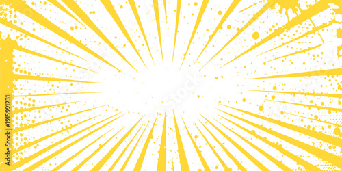 Bright abstract vector illustration featuring a sunny orange sunburst with yellow rays and shining starburst beams to create a hot summer sunrise wallpaper design