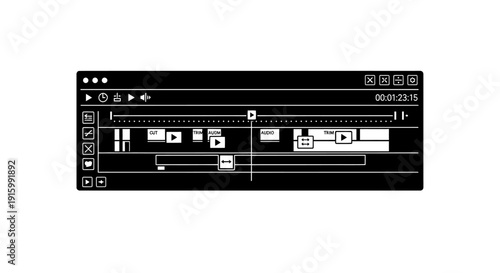 Video Editing Software Interface with Timeline and Playback Controls.