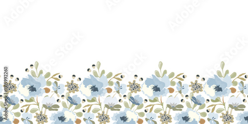 Vector floral seamless pattern, border