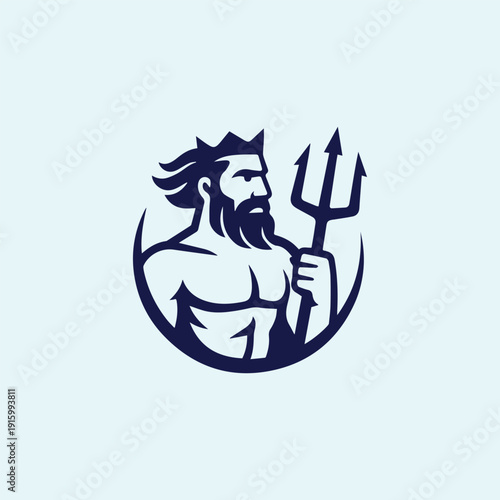 Minimalist Poseidon God Logo
