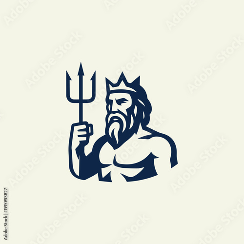 Minimalist Poseidon God Logo