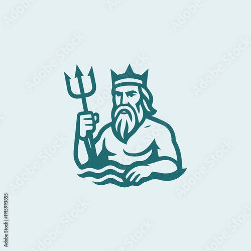 Minimalist Poseidon God Logo
