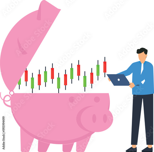 Piggy bank financial growth stock market investment strategy trading chart savings concept business finance money management personal wealth market analysis digital trading economic future
