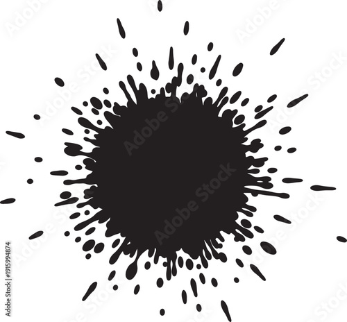 Abstract black ink splatter graphic design element