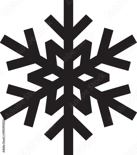 Black snowflake icon representing cold temperature winter weather or freezing conditions