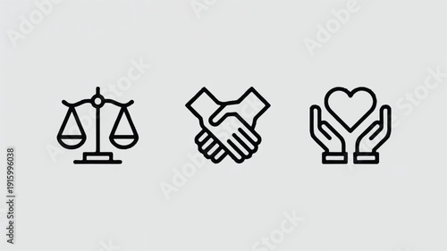 Minimalist vector icon set featuring social media and communication symbols for digital marketing and online platforms