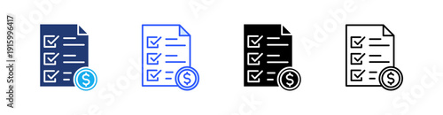 Financial Planning Multiple Style Icon Set Vector 