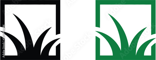 Green grass icon and symbol template, fresh lawn and natural turf vector design for eco branding, landscaping logos, garden services, environmental graphics, and organic product labels