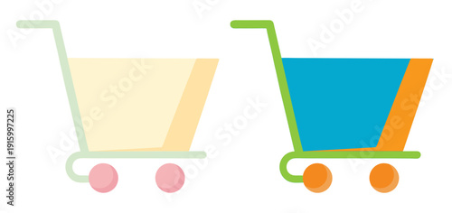 Colorful shopping carts illustration