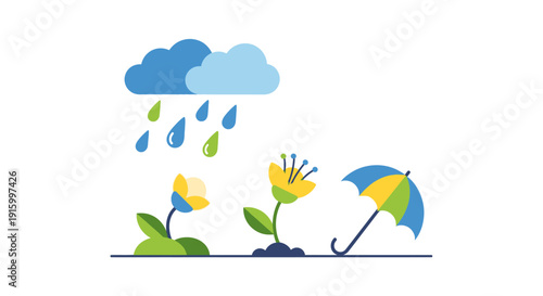 A silhouette of a person with an umbrella shielding from falling raindrops