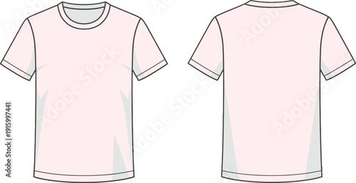 Front and Back View of a Light Pink T-Shirt with Short Sleeves apparel