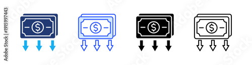 Minimum Payment Multiple Style Icon Set Vector 