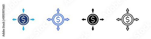 Expenses Multiple Style Icon Set Vector 