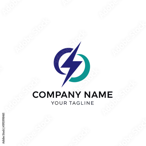 Electric Lightning Bolt Logo Design Element.
