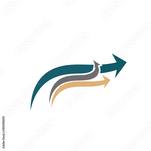 Three Colored Arrows Pointing Right Direction.