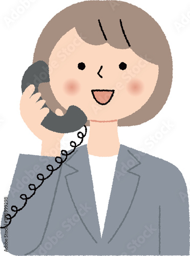 電話受付をするスーツ姿の女性