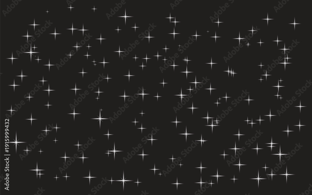Obraz premium Sparkling light effect on black background with shining stars and glittering sparks