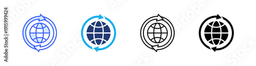 Globalization Multiple Style Icon Set Vector 
