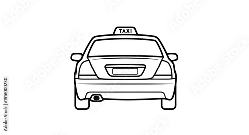 Rear view of a classic taxi car with a taxi sign on top.