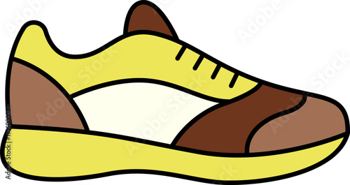 Yellow and Brown Athletic Running Shoe Illustration