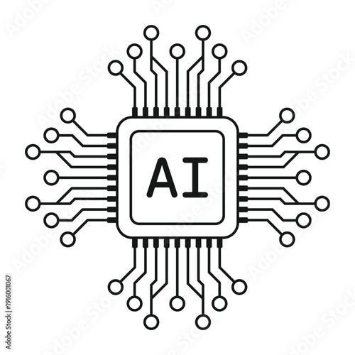 Microchip black line icon. Vector illustration.