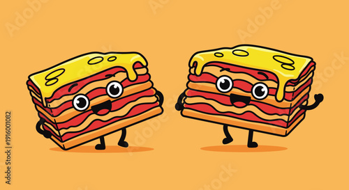 Cartoon Sandwich Characters with Facial Expressions.