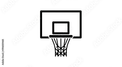 Basketball hoop with net and backboard on white background