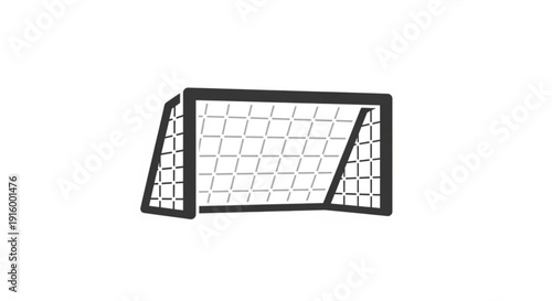 Black soccer goal net on white background sports equipment for football training
