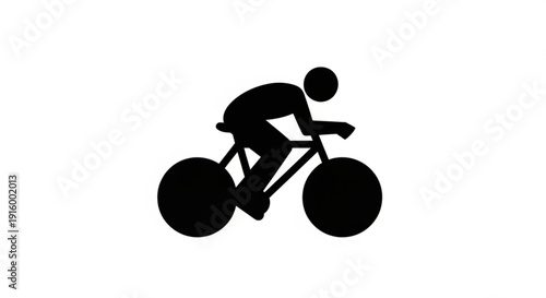 Cyclist riding bicycle in motion black silhouette on white background
