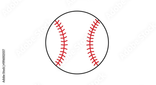Baseball with red stitching on white background close up view