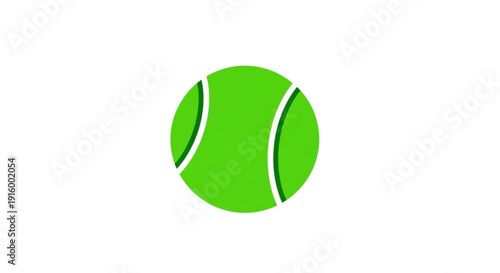 Green tennis ball with white stripes on plain white background for sports